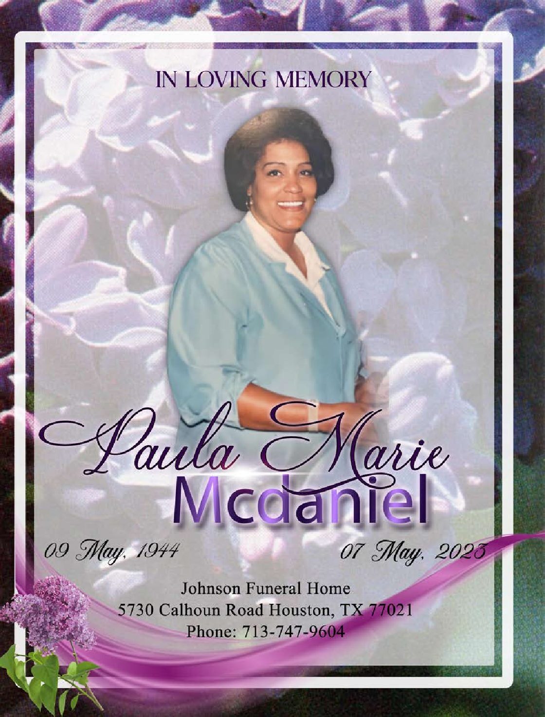 Paula Marie McDaniel 1944 – 2023