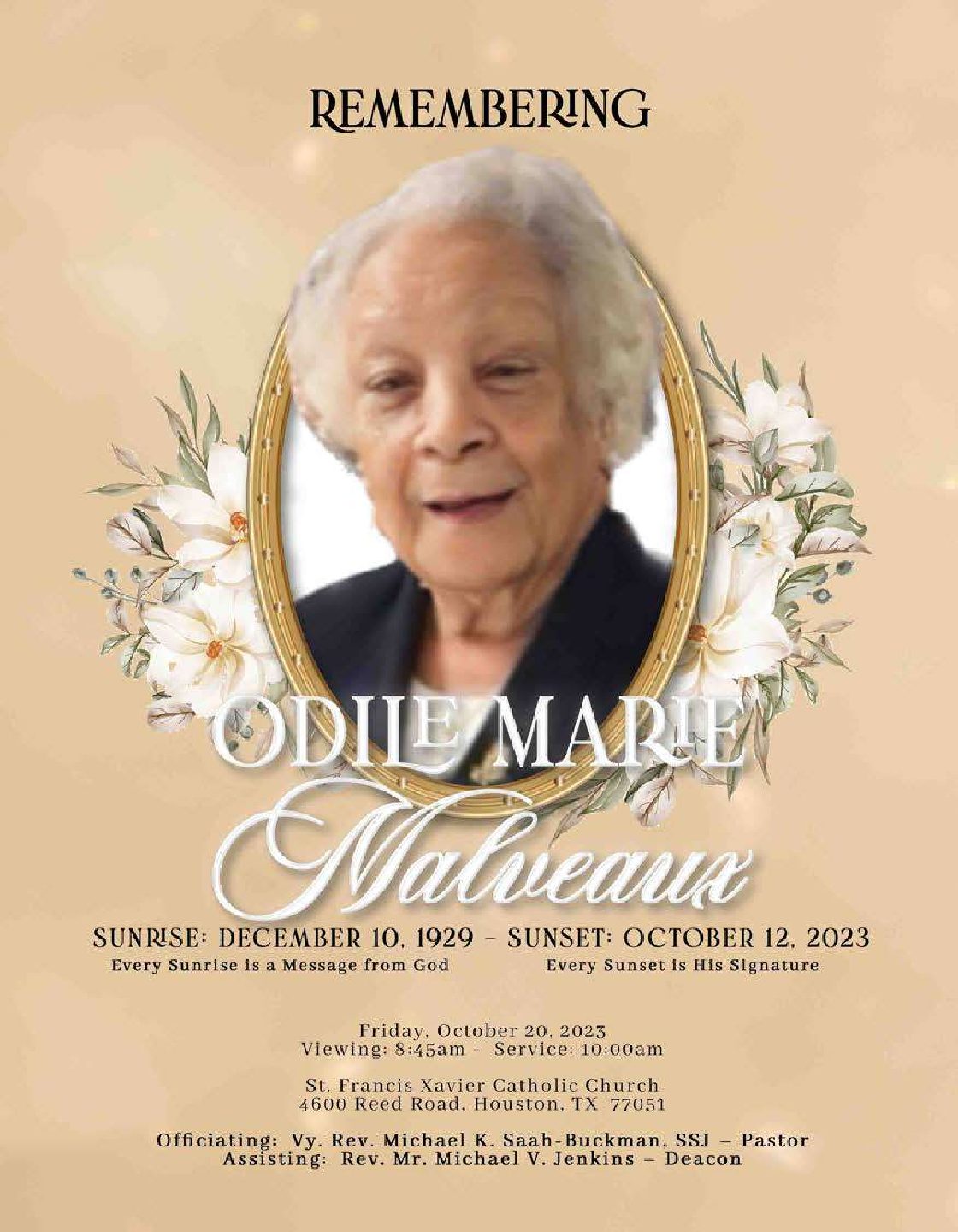 Odile Marie Malveaux 1929 – 2023