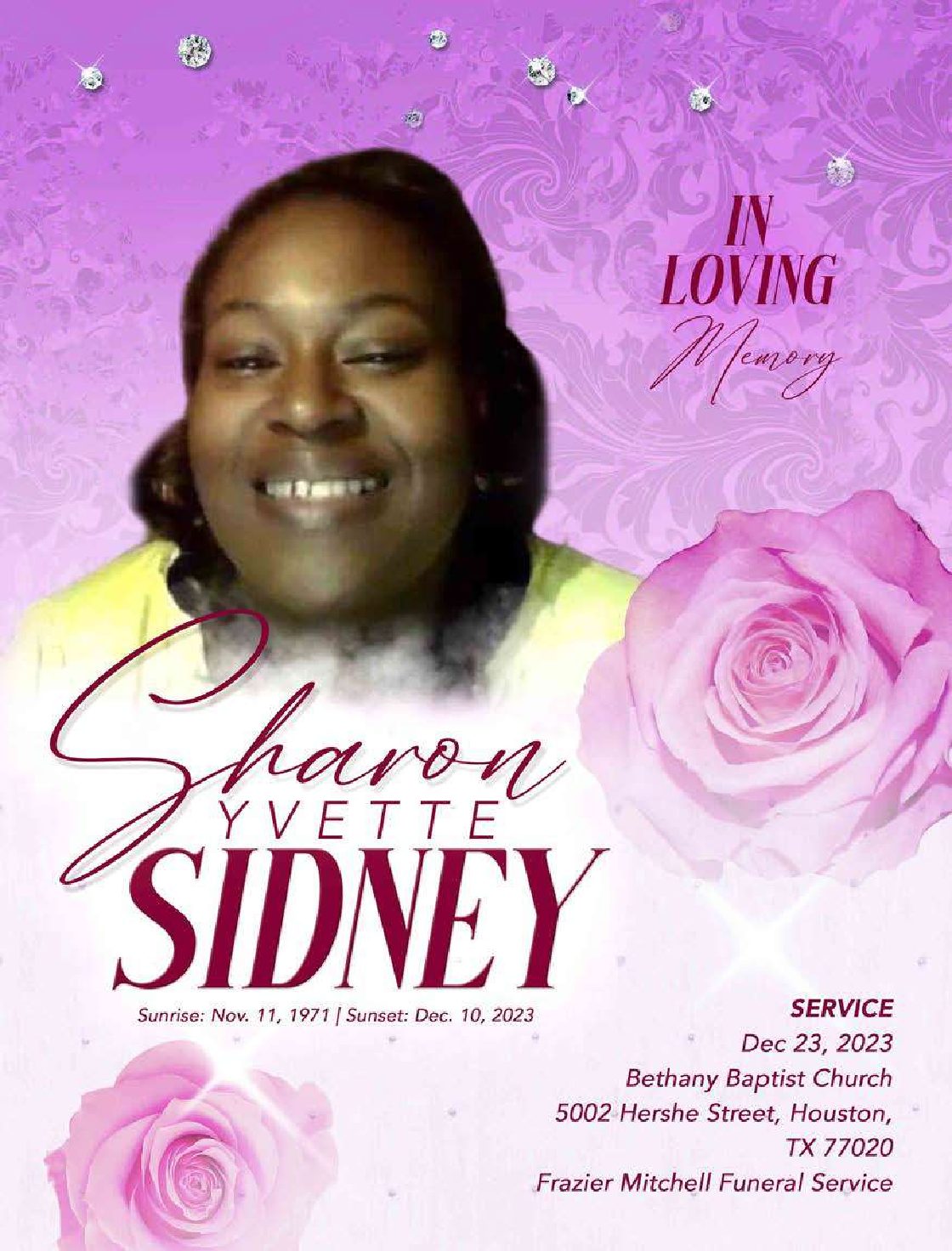 Sharon Yvette Sidney 1971 – 2023