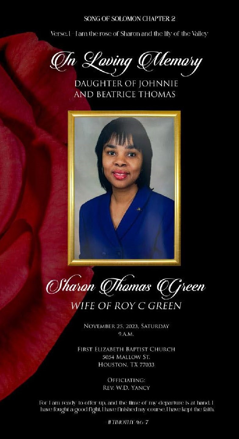 Sharon Thomas Green 1955 – 2023