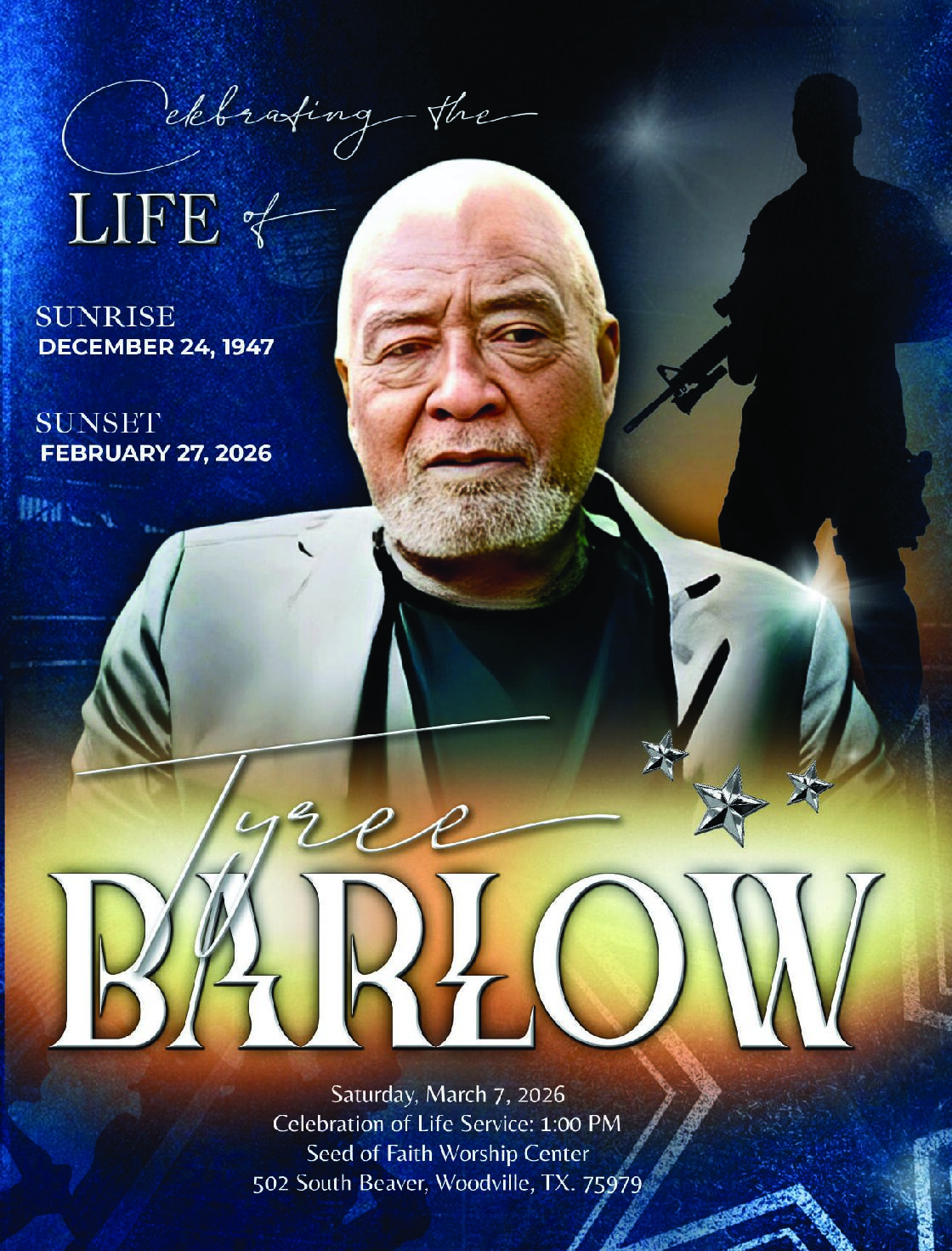 Tyree Barlow 1947 – 2026