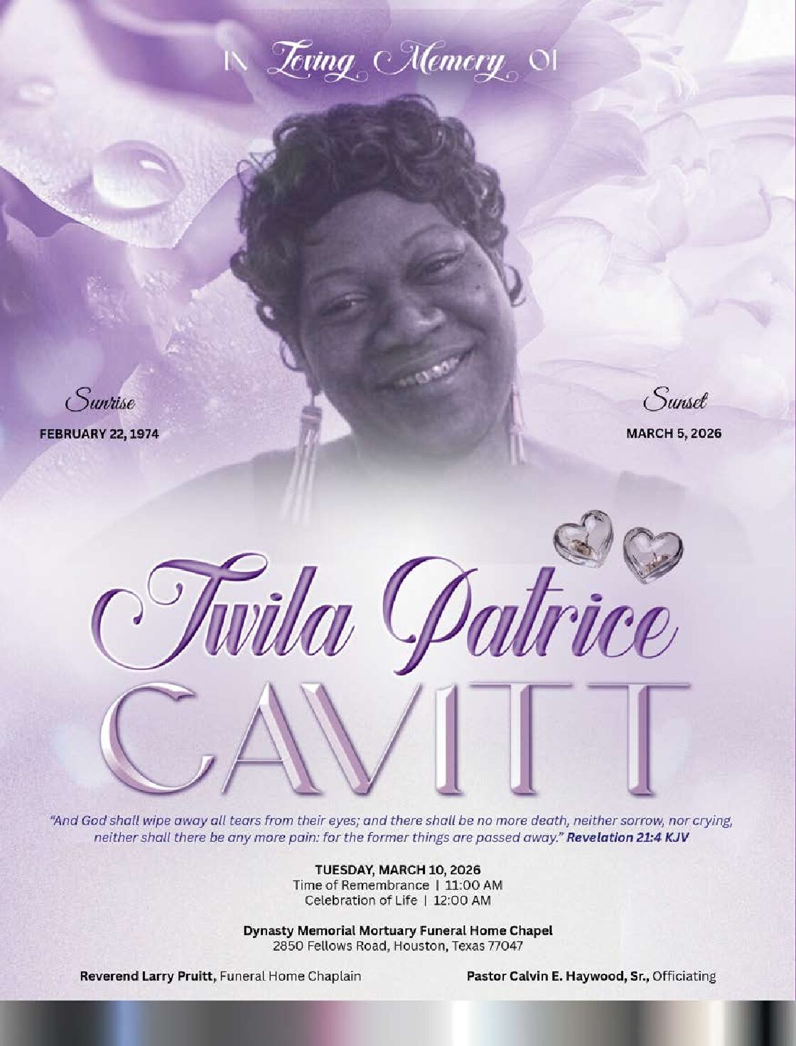 Twila Patrice Cavitt 1974 – 2026